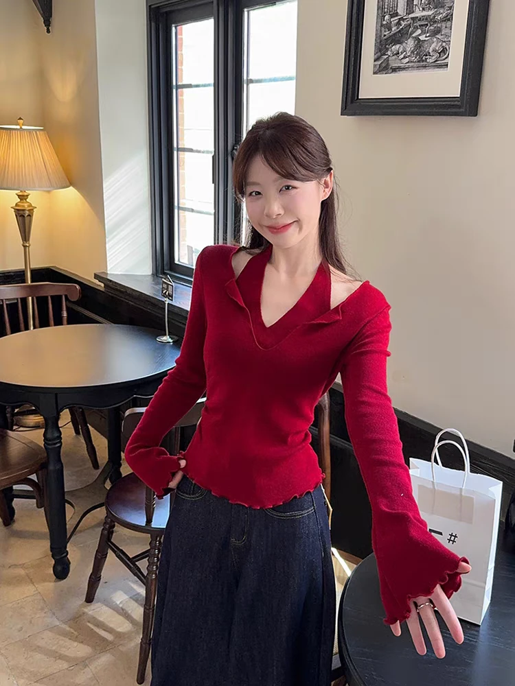 新疆发货！直播间扣号！辣妹打底衫红色系列