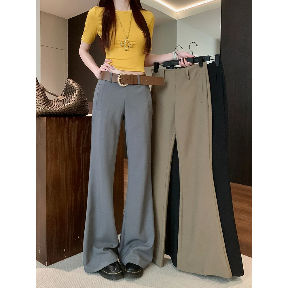 加绒加厚微喇气质百搭休闲裤女秋冬低腰垂感西装裤显瘦裤子拖地裤