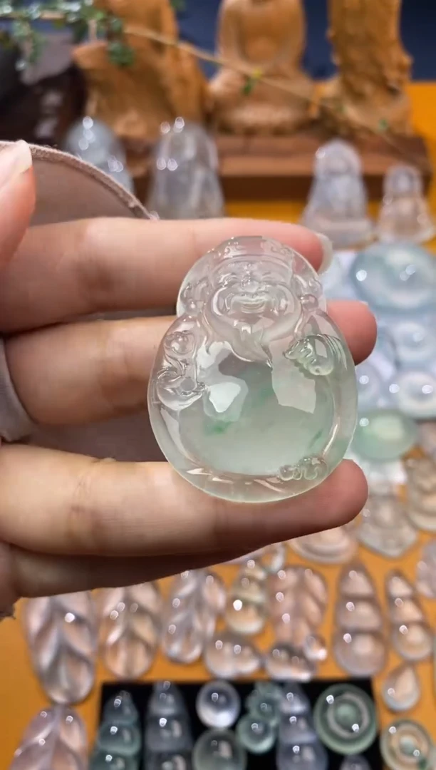 【闪购商品】定制翡翠未镶嵌财神爷46.4*34.8*7.5