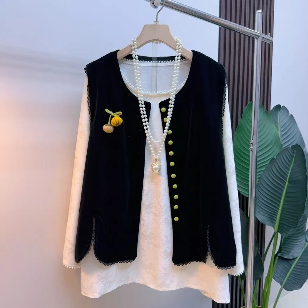 胖mm欧货时尚气质显瘦遮肉早秋韩版轻奢1616百搭洋气简约两件套