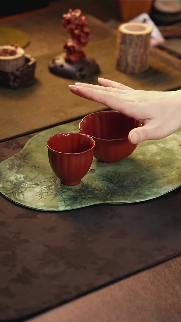 大红袍筋纹公道杯加筋纹杯