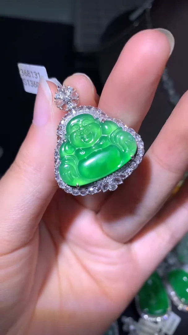 吊坠(不含链)18K金镶嵌翡翠吊坠