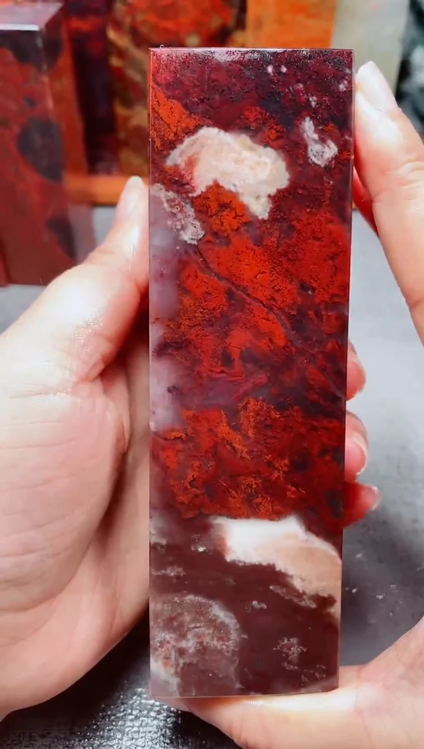 玉桂林鸡血玉素章34 4.2*4.3