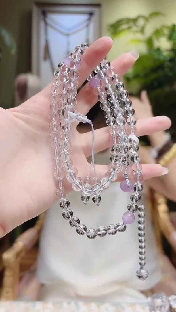 【闪购商品】水晶项链未镶嵌紫珠白水晶项链108