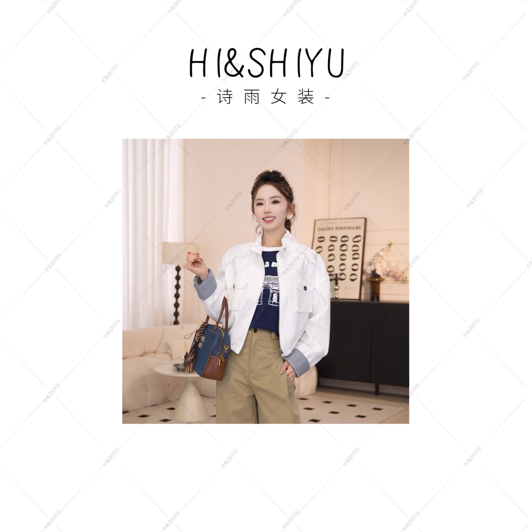 HISHIYU【漫步巴黎】莱赛尔+亚麻 春季新款时尚亚麻外套女夹克上衣