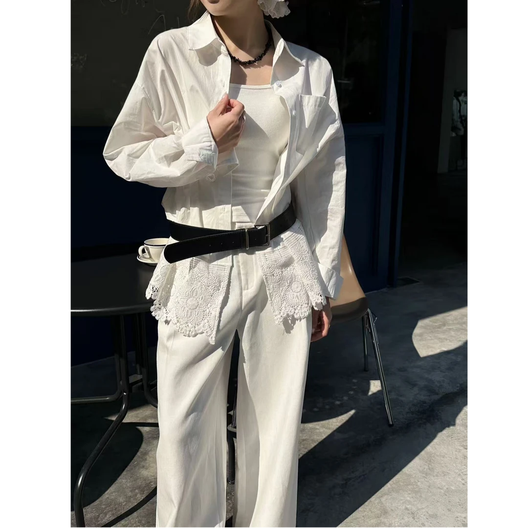 【no退no换 谨慎下单】蕾丝拼接宽松衬衫 77013