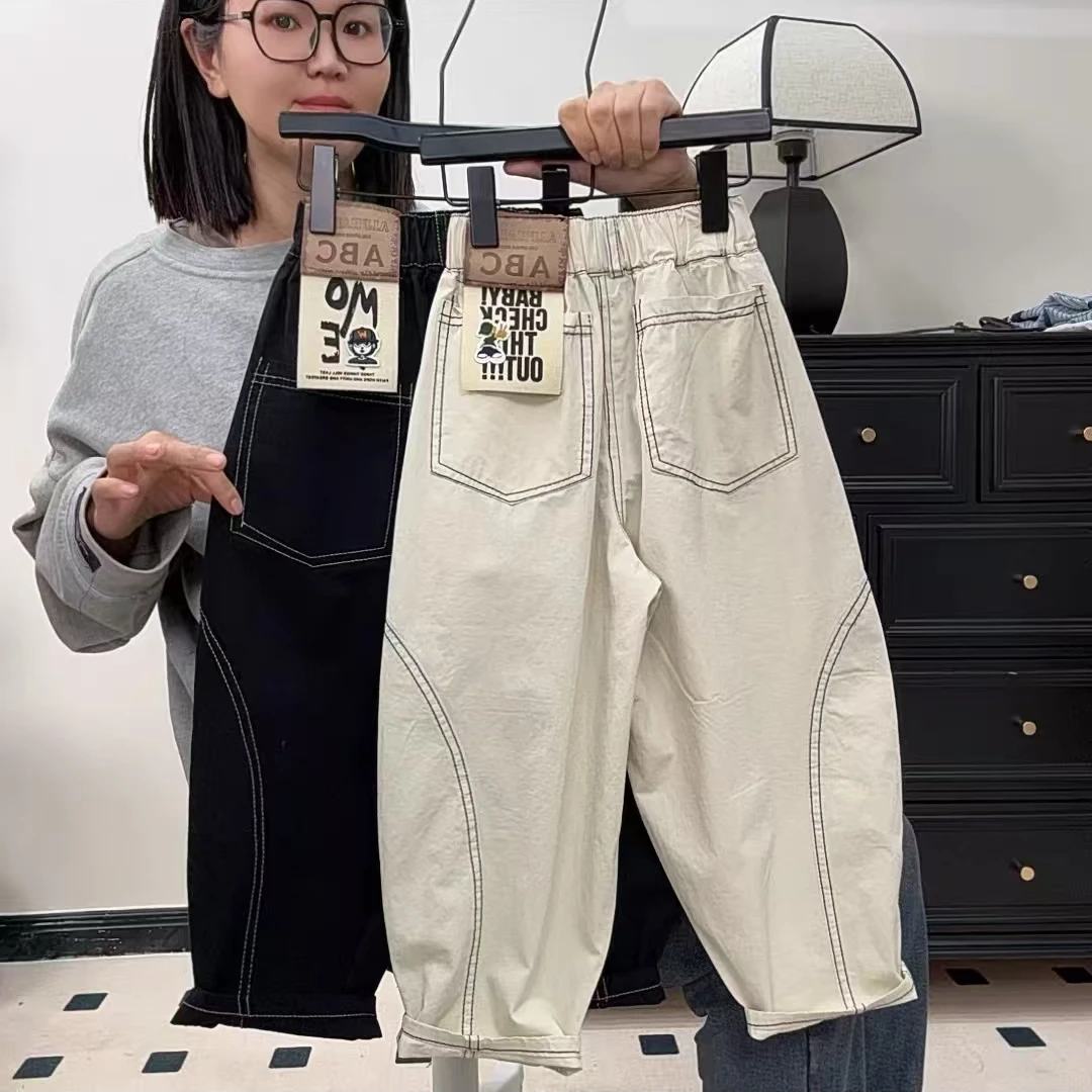 男童纯棉裤子秋款2025新款时尚中大童休闲裤儿童工装裤