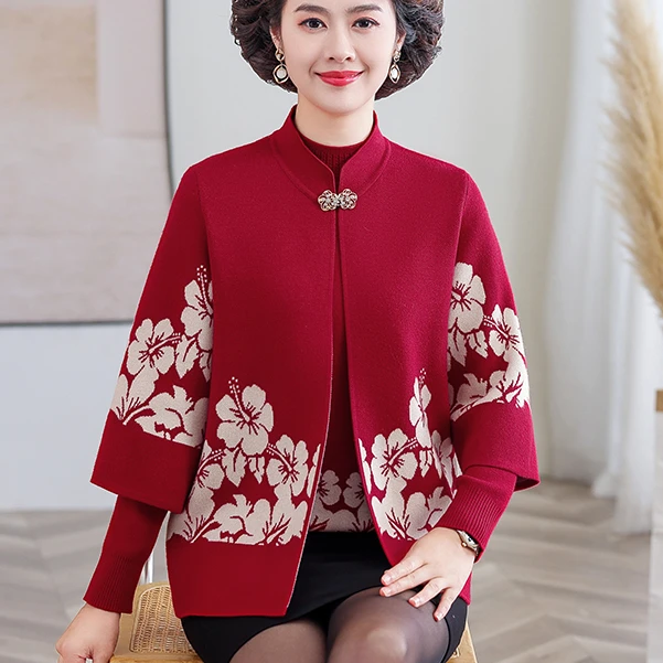 2025新款超胖mm妈妈春秋装开衫外套中老年女大码宽松上衣两件套装