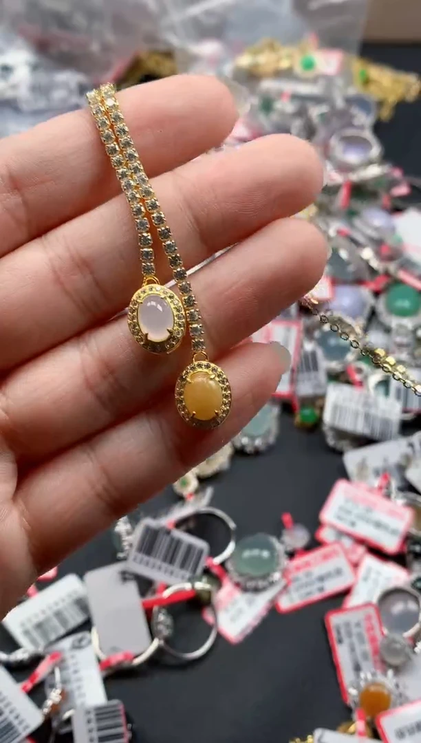 银S925镶嵌戒指翡翠天然A货缅甸翡翠