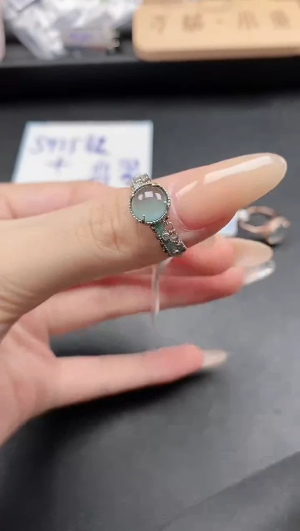 翡翠戒指银S925镶嵌51511