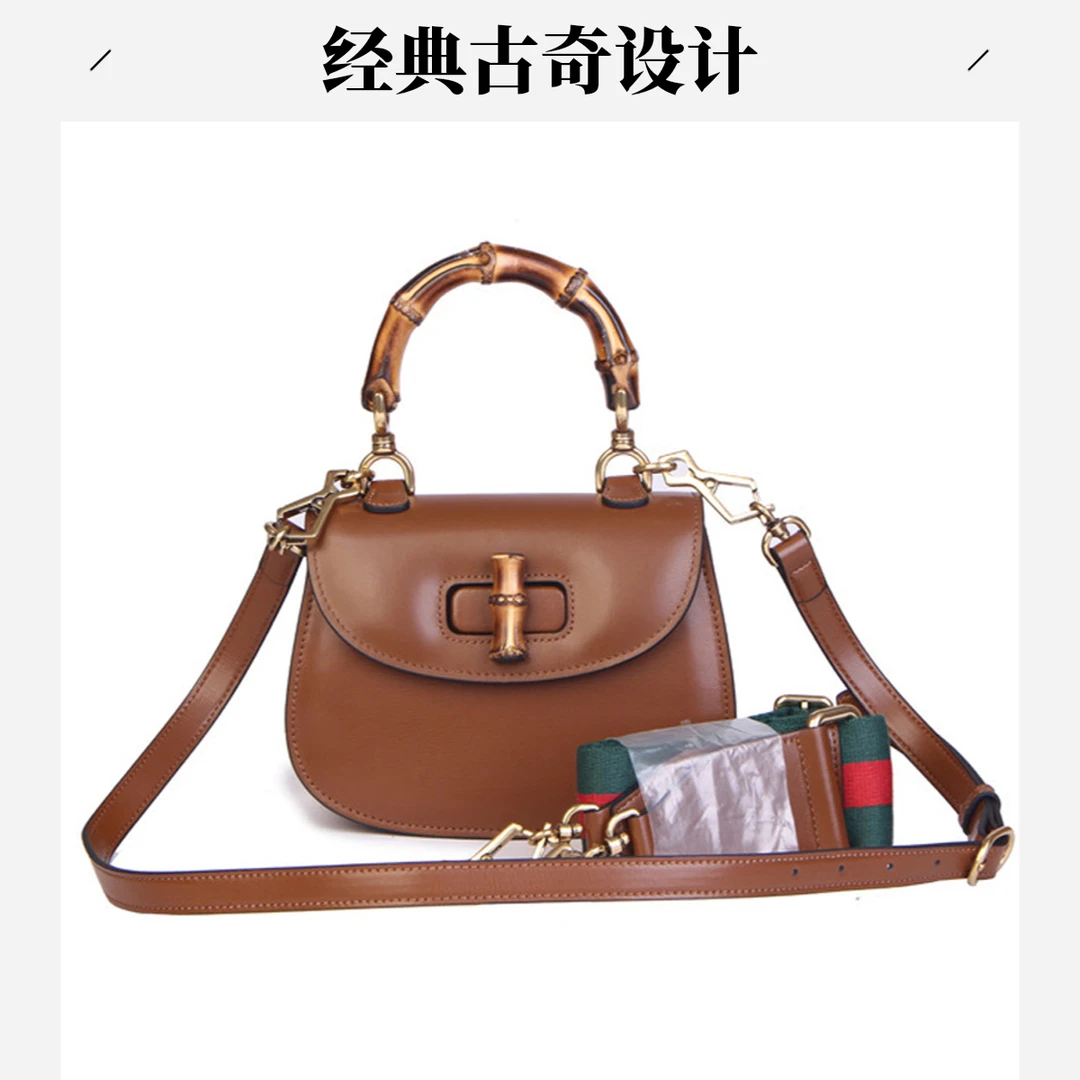 轻奢竹节包时尚质感真皮女包牛皮小众手工包包手提包女外出手拎
