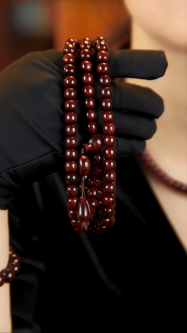 降真香手串/手链房* 海南红降土埋玉化料8*108手串