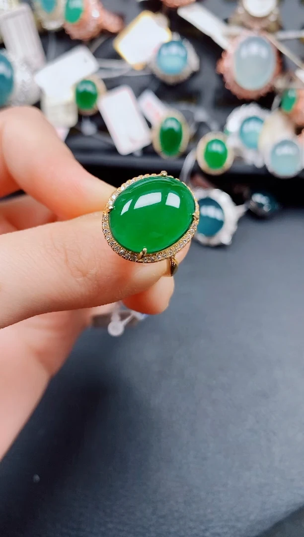 银S925镶嵌戒指翡翠翡翠