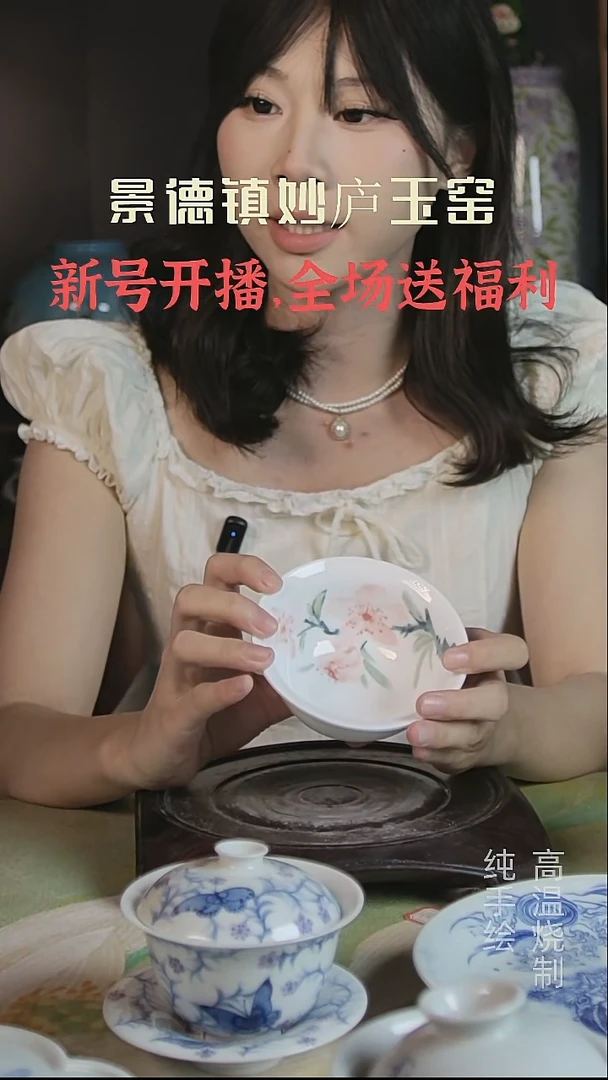盘妙庐玉窑高温手绘小汤碗