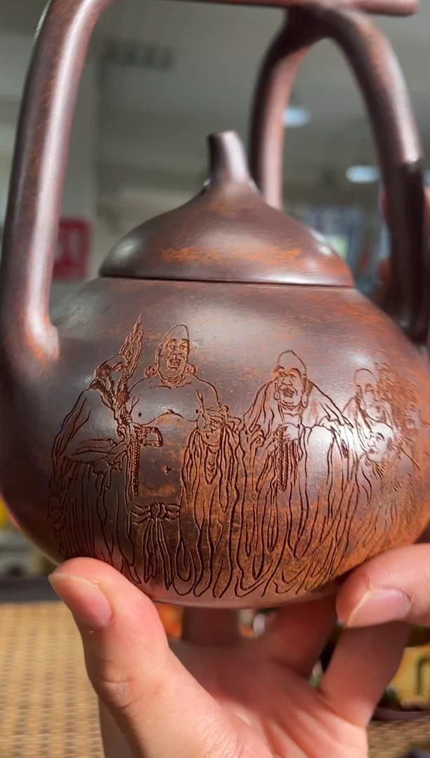 茶壶紫砂宜兴茶壶  提梁