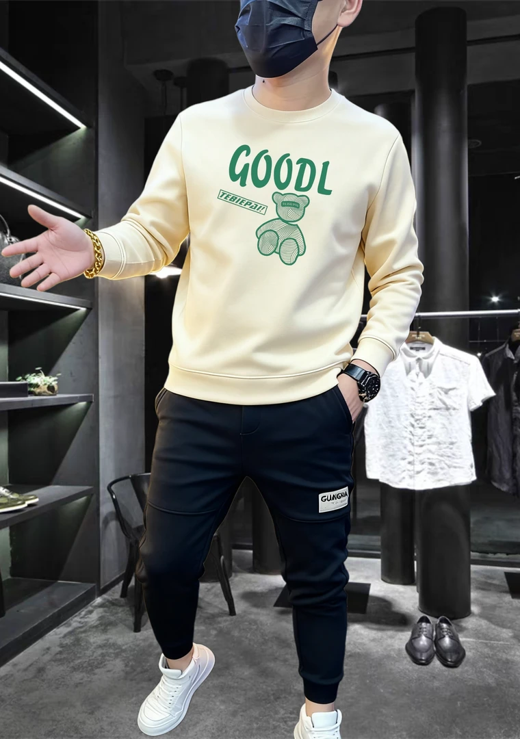 2025秋冬新款字母印花重磅时尚卫衣男女美式潮牌情侣圆领百搭上衣