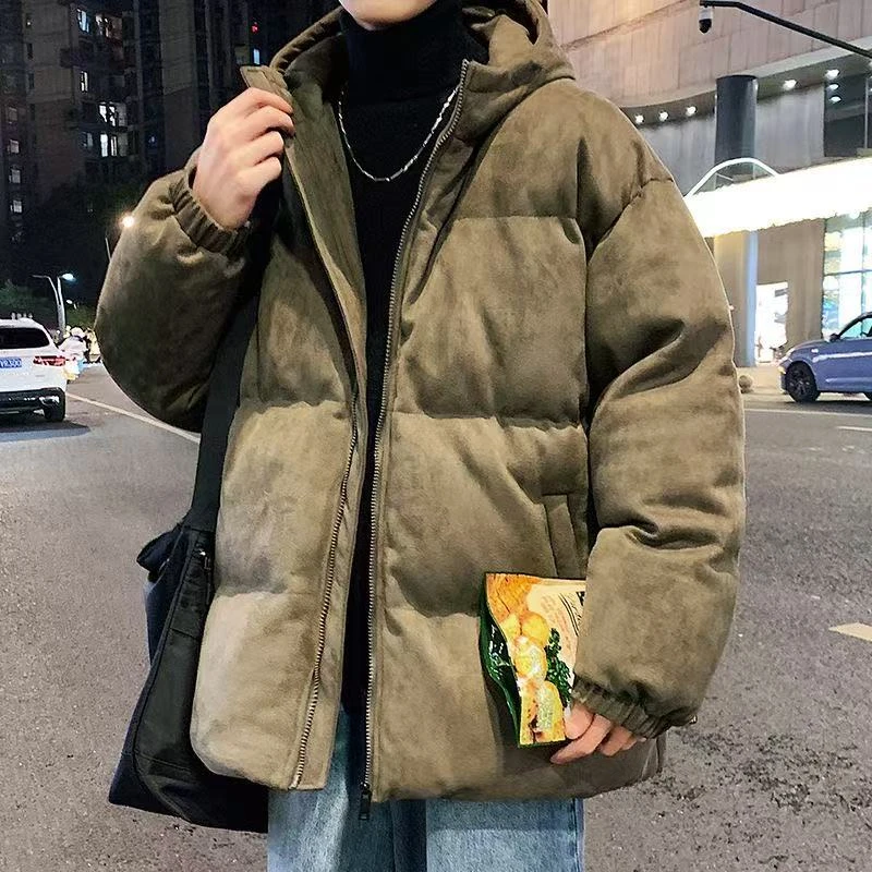 麂皮绒棉服连帽晋江男青少年棉服棉袄面包服港风ins