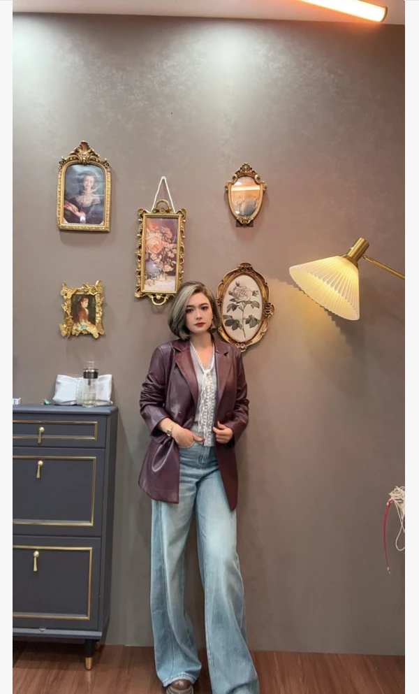 长袖立领春季翻领短款中长款皮衣时尚百搭款