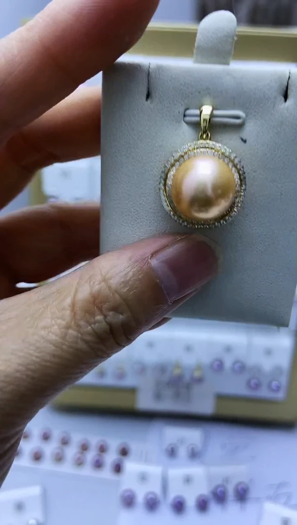 银S925镶嵌耳饰淡水珍珠吊坠