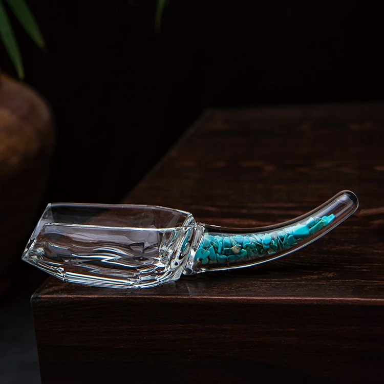 玺宴新款绿松水晶切面高档轻奢家用手工带柄茶则茶具