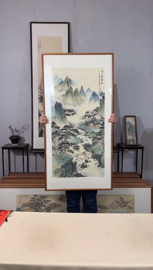 国画手绘*溪山揽胜*62*122cm带框发货