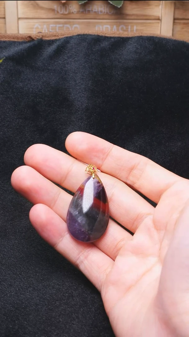 吊坠(不含链)18K金镶嵌水晶L067-18k极光23水滴吊坠
