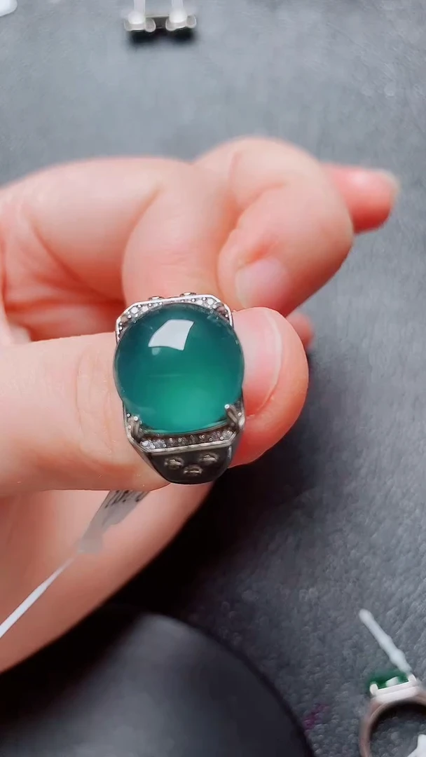 翡翠戒指银S925镶嵌11111