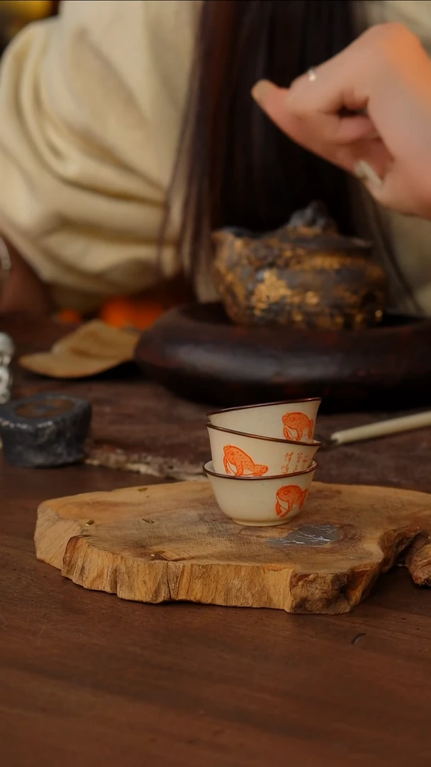 包铜梵红蟾蜍一口杯3只款