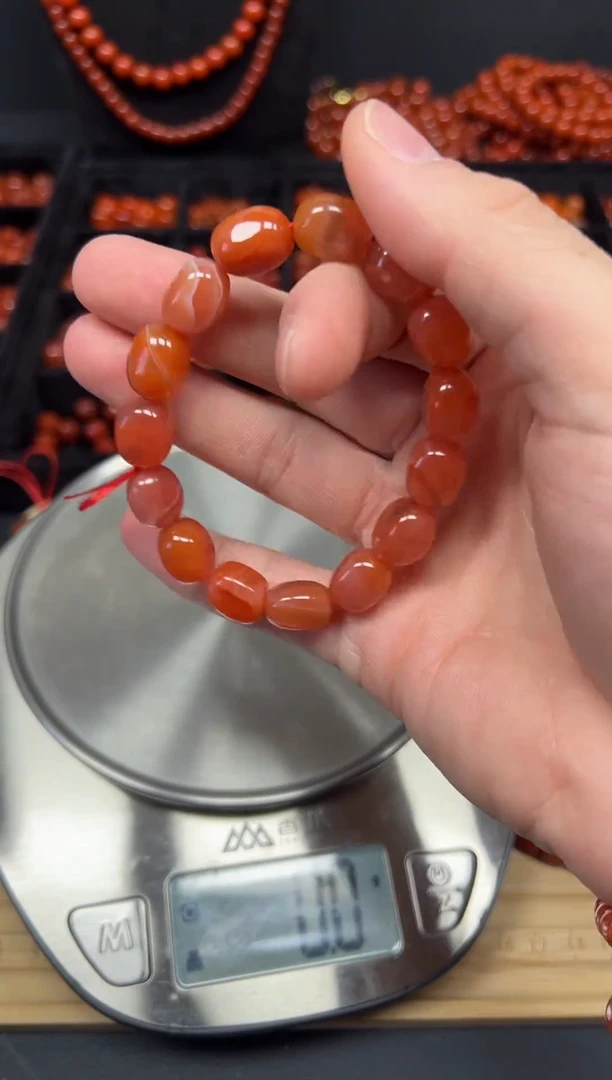 未镶嵌圆珠南红玛瑙随形豆10mm+