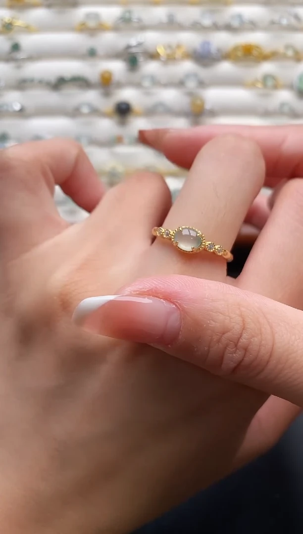 银S925镶嵌戒指翡翠4444444+6