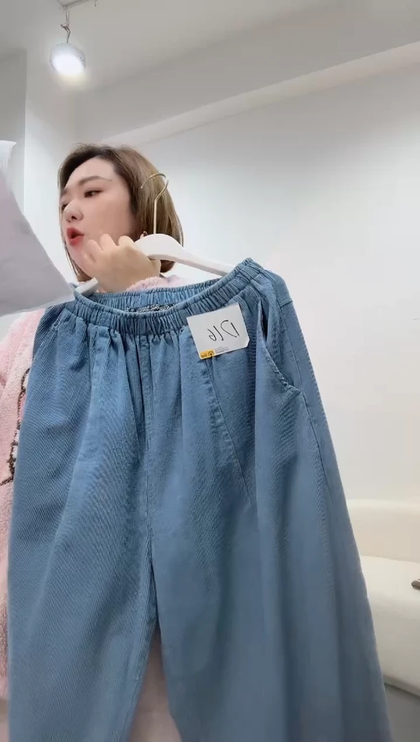 D16灯心绒裤子深蓝
