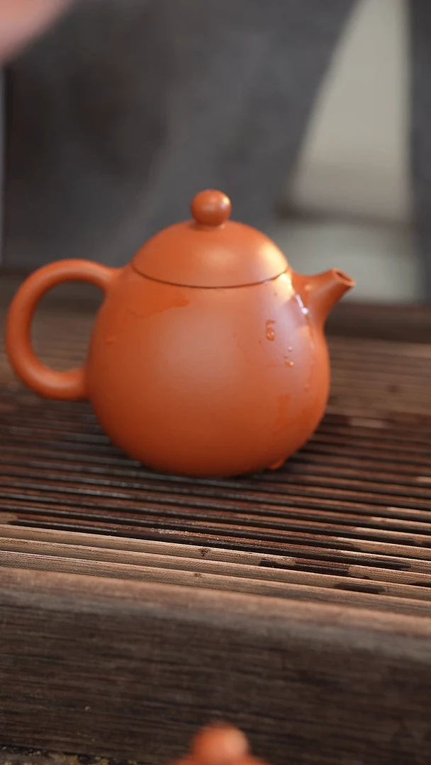 茶壶紫砂龙蛋 朱泥 半手工 200cc