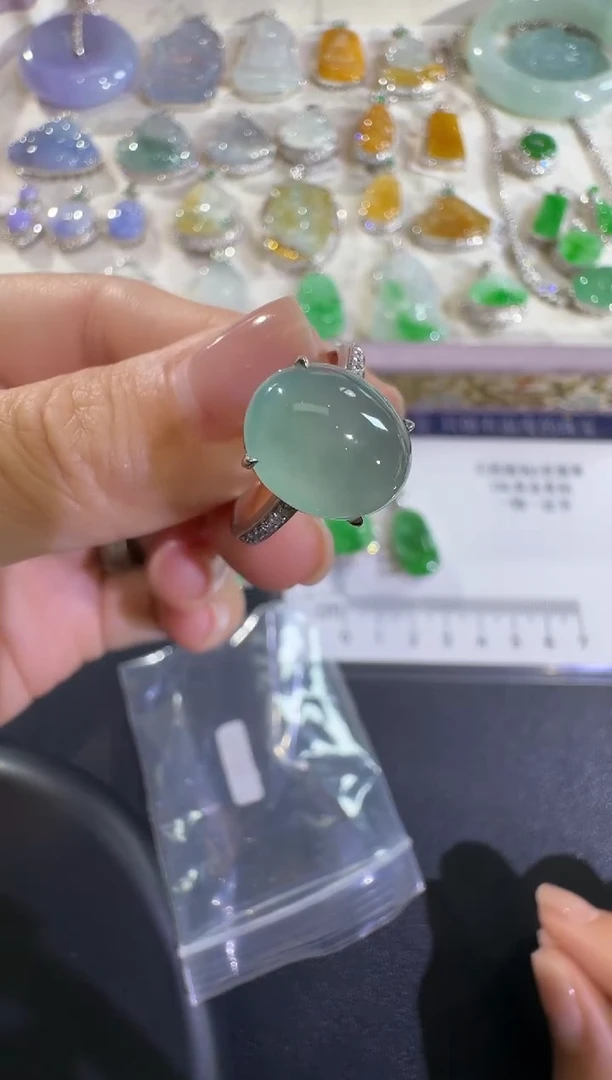 吊坠(不含链)铂Pt900镶嵌翡翠【源头工厂】铂pt900钻石镶嵌