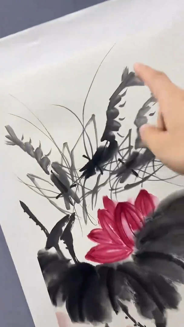 国画柳晓叶绘画2平尺荷花虾蟹