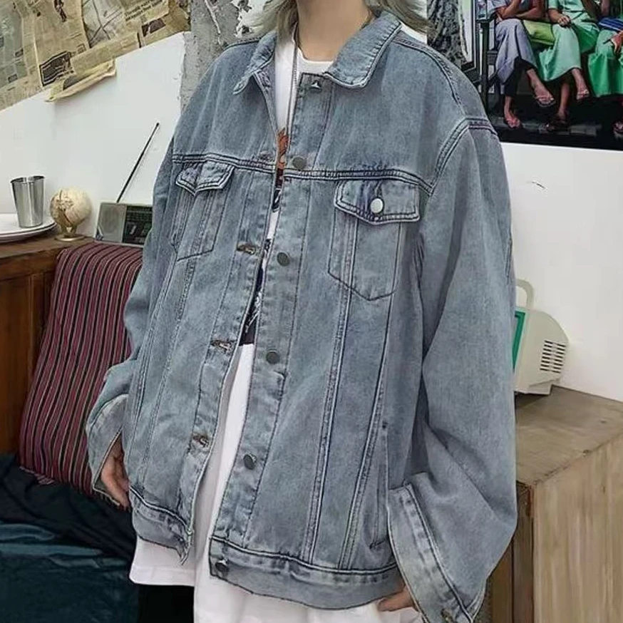 8868-中长工装牛仔外套S码（水洗浅蓝）