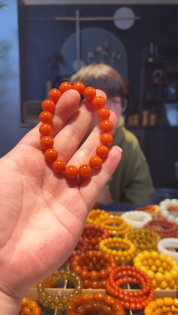 未镶嵌手串南红玛瑙柿子黄圆珠11+