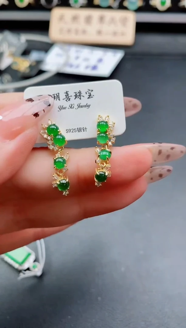 银S925镶嵌戒指翡翠1