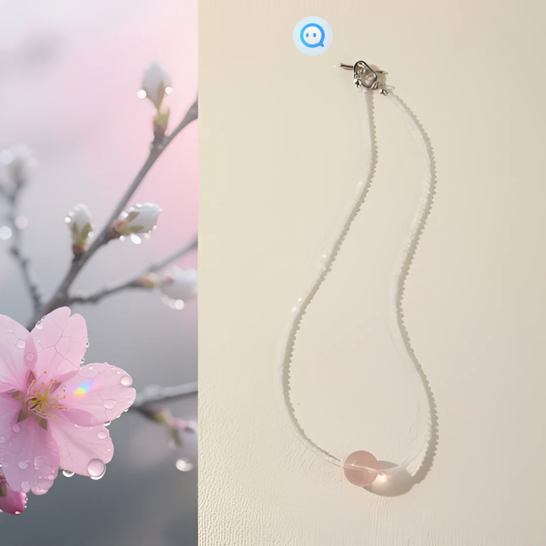 切面白锆石粉晶转运珠项链(钢+铜)多样性发一