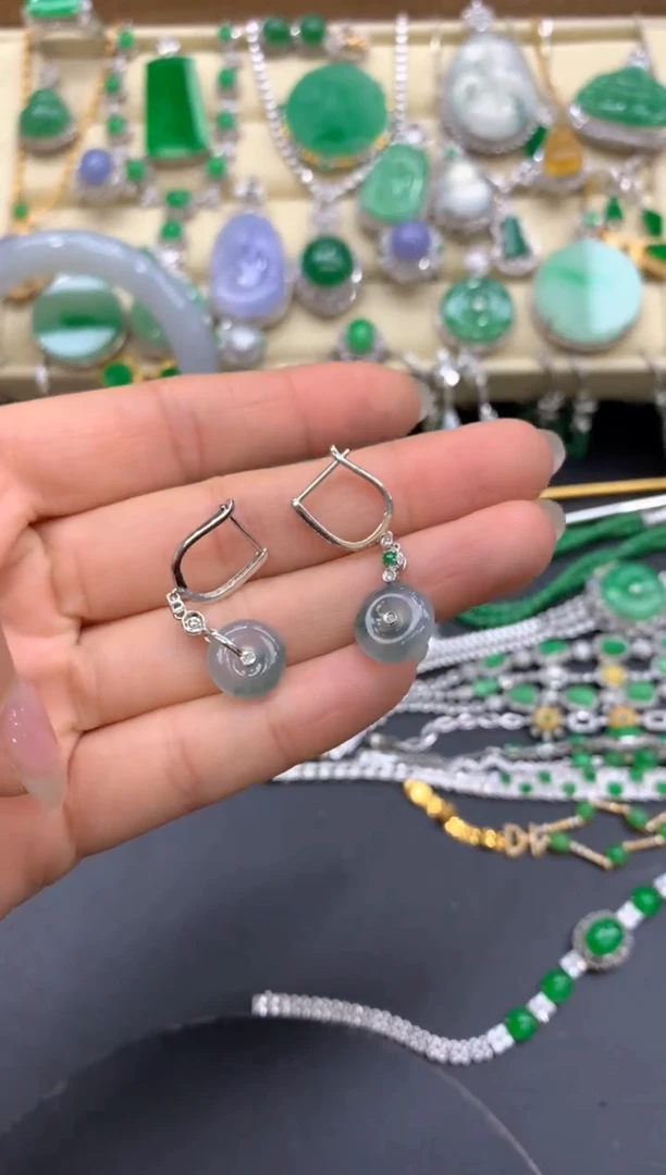 【闪购商品】翡翠耳饰18K金镶嵌165-中国好珍宝