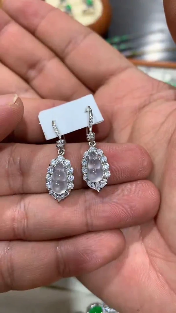 银S925镶嵌翡翠耳饰老郭珠宝