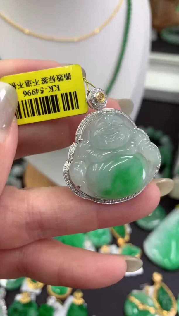 翡翠18K金镶嵌吊坠(不含链)挂件