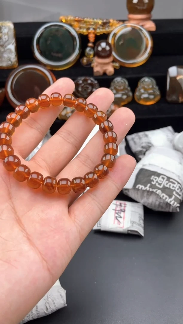未镶嵌琥珀手链金棕红老型珠手串