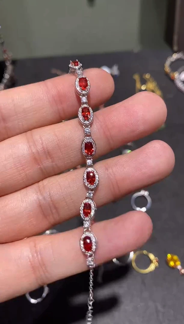 手链蓝宝石银S925镶嵌手链