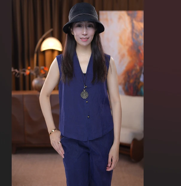 【清音】双面双穿100%桑蚕丝香云纱复古时尚上衣背心马夹无袖宽松