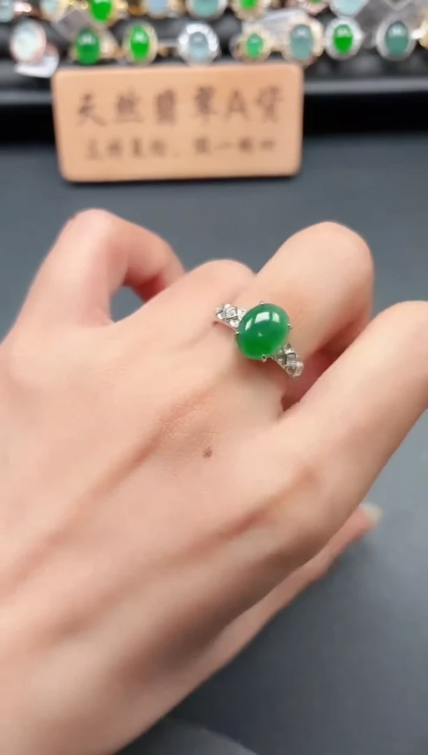 银S925镶嵌戒指翡翠11