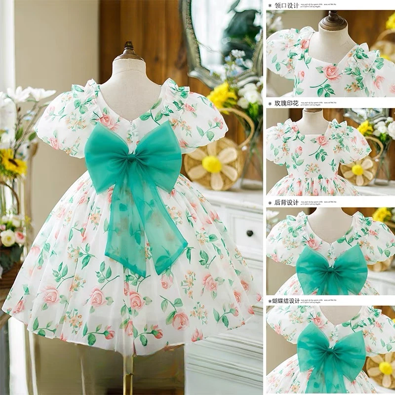 儿童连衣裙女小宝宝新品洋气小女孩裙子夏季玫瑰公主裙小童夏款