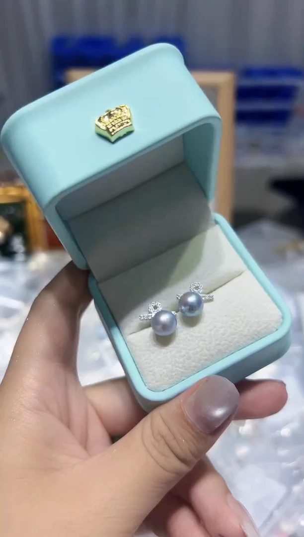 银S925镶嵌耳钉海水珍珠82