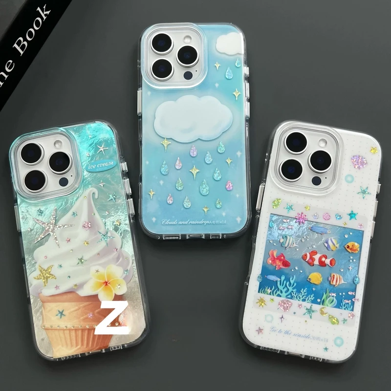 【16包按键】海洋世界高级感适用iPhone16promax手机壳苹果15气囊14