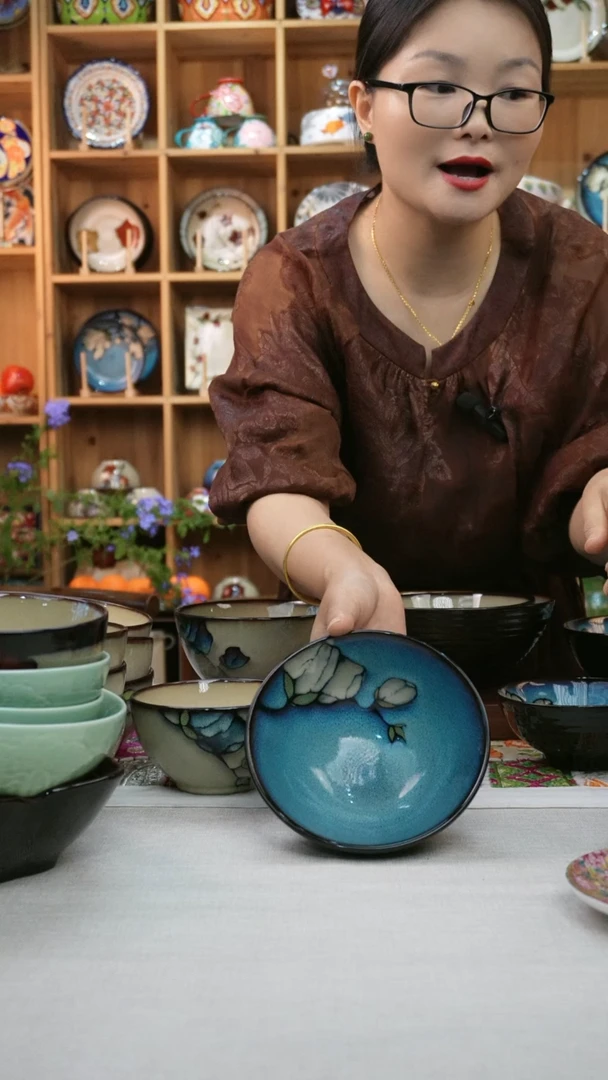 瓷片小可高温餐具两只斗笠15厘米