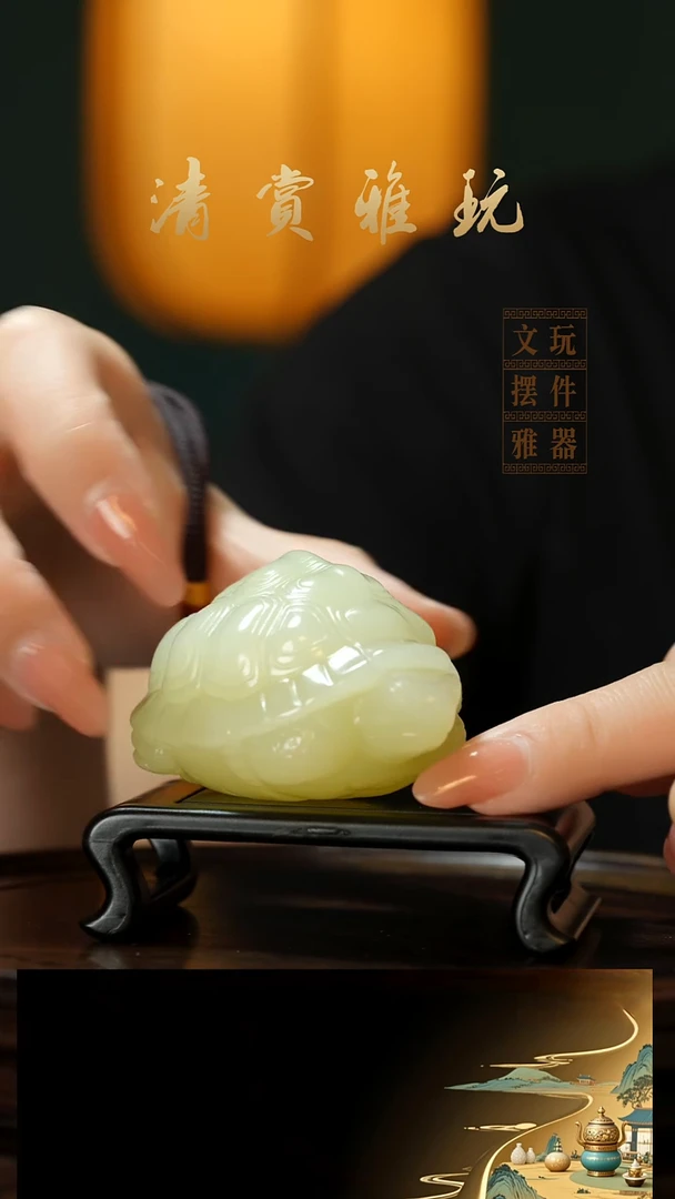 玉《长寿安康》手把件摆件